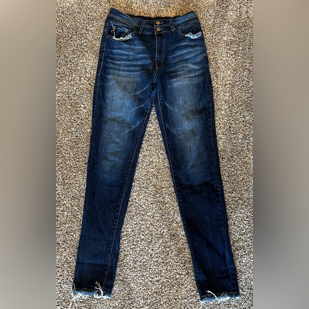Kancan Skinny Distressed Jeans sz 28 blue stretchy